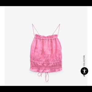 Zara linen crop blouse